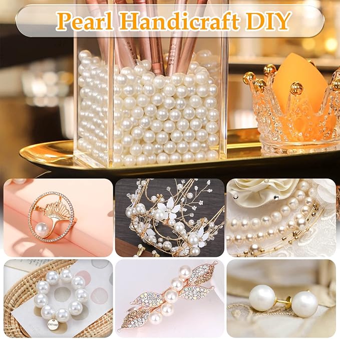 Pearl Beads for Craft, Anezus 200pcs Ivory Faux Fake Pearls, 12 MM Sew on Pearl - Image 6