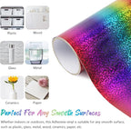 Glitter Rainbow Gradient Permanent Adhesive Vinyl 12'' x 5FT Iridescent Sparkle - Image 2