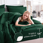 CozyLux Oversized Queen Comforter Sets Emerald Green, 7 Pieces Bed in a Bag - Image 5