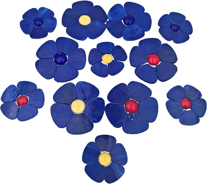 Esweny 12 Flower Stained Glass Mosaic Tiles by Esweny