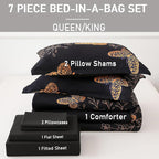 Yogeneg 7 Piece Bed in a Bag King Size Comforter Set Black Bedding Set - Image 6