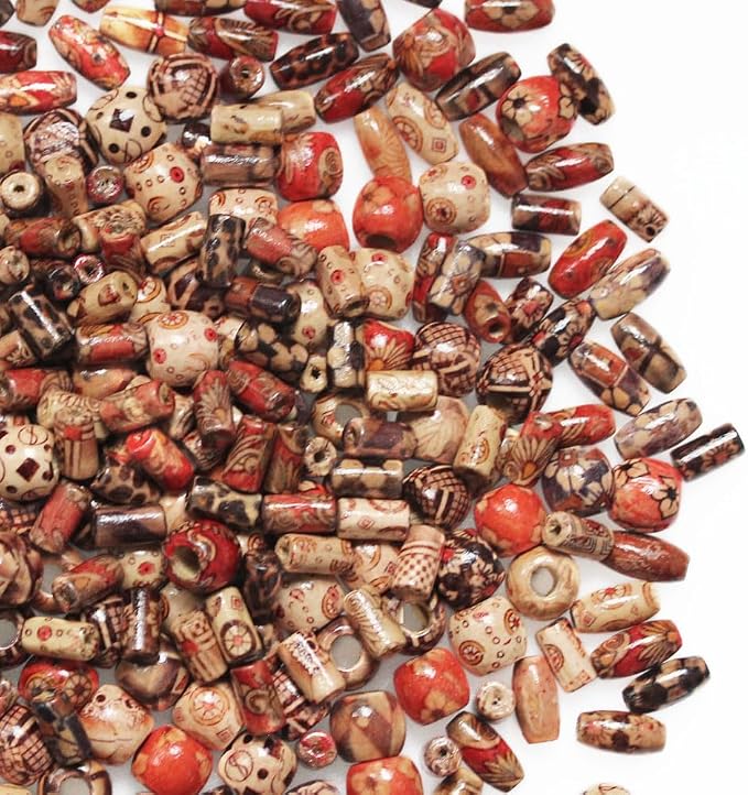 500pcs Mixed Painted Drum Wood Spacer Beads, BetterJonny Barrel Wood Beads - Image 6