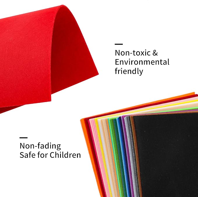 40PCS 12 x 12”, 2mm Thick Stiff Felt Fabric Sheets Assorted Colours Felt Pack - Image 4