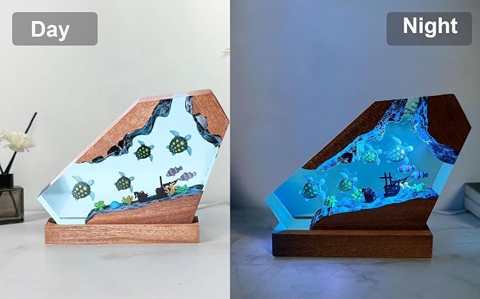 Sea Turtle Ocean Resin Lamp, Handmade Resin Night Light - Image 2