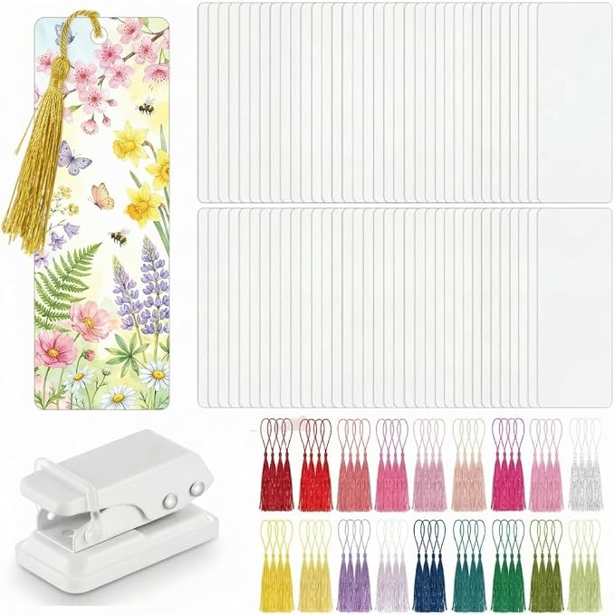 Fuyoooo 301 Pcs DIY Bookmark Making Kit 150 Bookmark Laminating Pouches 5 Mil by Liraitoya