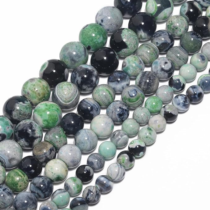 35pcs Round Loose Green Fire Agate Beads - Image 8