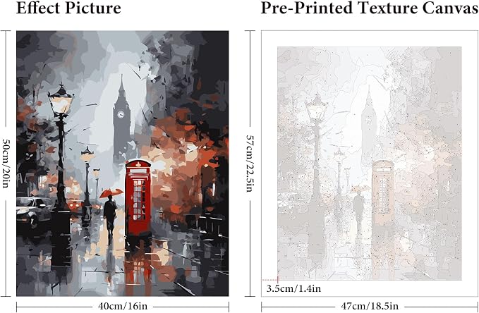 Paint by Numbers Kit for Adults Beginner, London City View Street Scenery Adult - Image 3