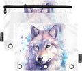 Wolf Watercolor Pencil Pouch for 3 Ring Binder, 2 Pack Waterproof Pencil Bags by BOENLE-WELCOMEYOURCOMING