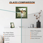 10x10 Picture Frame with Mat for 8x8, Wavy Edge Wooden Real Glass Photo Frame - Image 2