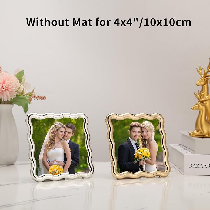 High-End Silver 4x4'' Square Zinc Alloy Picture Frames, - Image 4