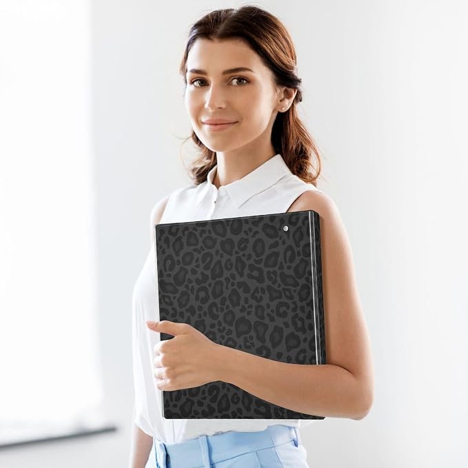 Black Cheetah Round Ring Binders 1.5 Inch Leopard 3 Ring Clipboard Binder - Image 5