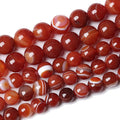 32PCS 12mm Natural Red Striped Agate Beads Round Loose Gemstone Beads by NaturalStoneBeads
