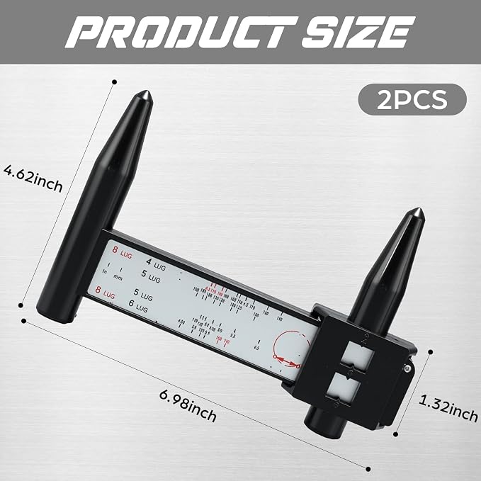 Kingdder 2 Pcs Wheel Stud Rim Bolt Pattern Measuring Tool PCD Ruler Wheel PCD - Image 2