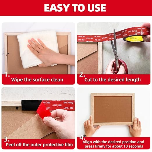 3M Double Sided Tape Heavy Duty 1in x 10ft, Heavy Duty Removable Mounting Tape - Image 7