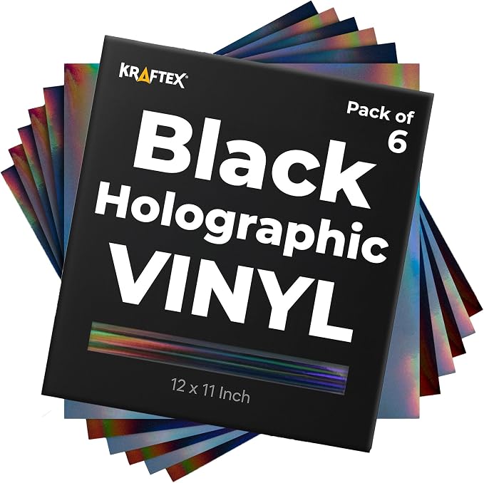 Black Metallic Vinyl Holographic & Oil Slick Vinyl Permanent by Kraftex