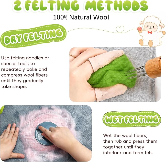 3.53oz Wool Roving: Needle Felting Wool White Roving Wool Felting Supplies Pure - Image 7
