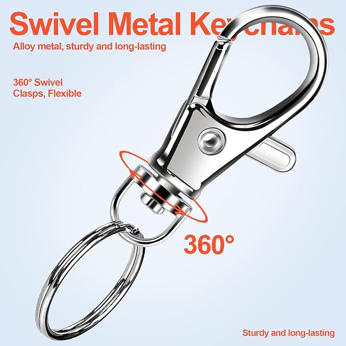 LEOBRO 60PCS Lobster Claw Clasps and Key Rings, Keychain Making kit - Image 9