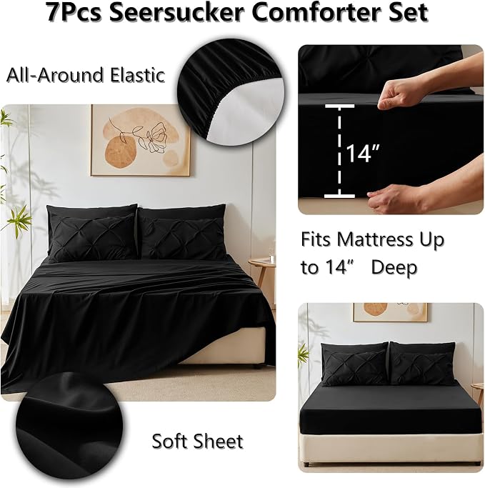 CozyLux California King Comforter Set Black - Image 6