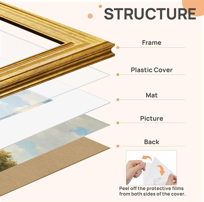 upsimples 11x17 Picture Frame, Vintage Frames Decor, Wall or Tabletop Display - Image 3