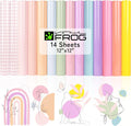 VINYL FROG Pastel Permanent Vinyl -12‘’x12'' Glossy Boho Vinyl Bundle 14 Sheets by VINYLFROG