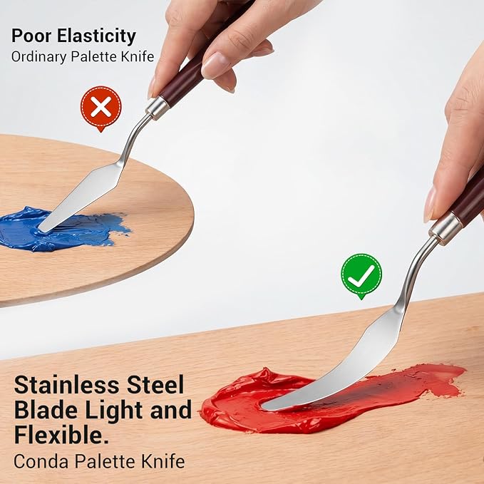 27Pcs Palette Knife with 6 Pcs Plastic Scrapers, 401 Stainless Steel Spatula - Image 3