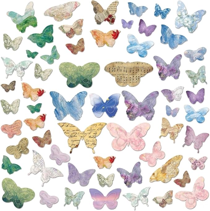 120 Pcs Aesthetic 3D Butterfly Scrapbooking Supplies, 2.2x2.4 Vintage Butterfly by Unknown