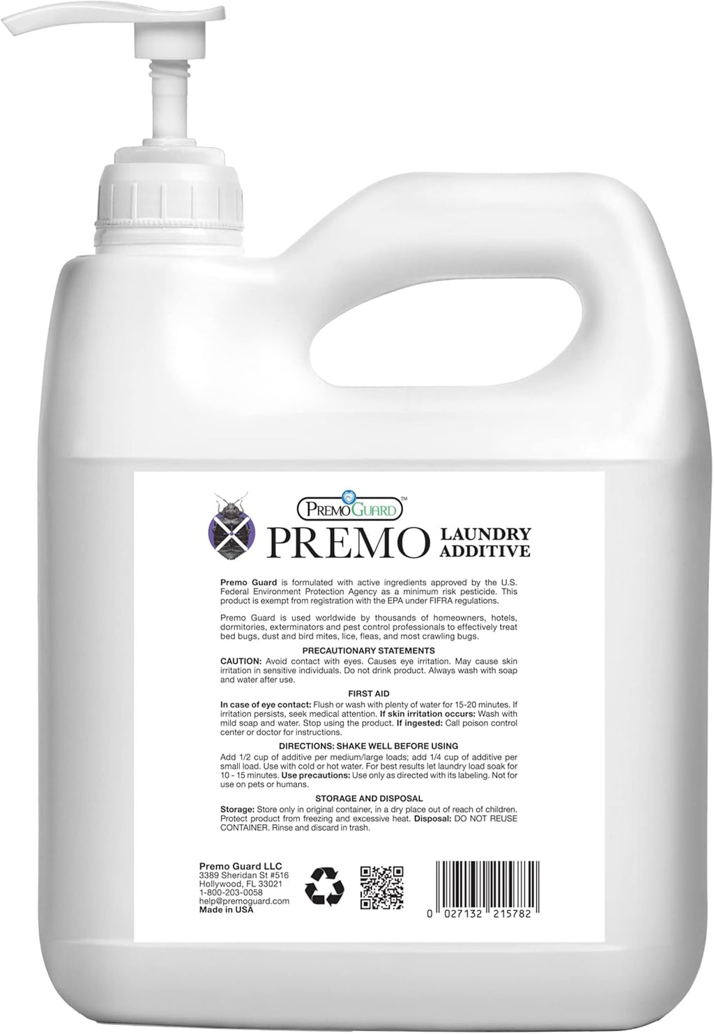 Premo Guard Bed Bug, Mite & Lice Laundry Detergent Additive 128 oz – Child & Pet Friendly – Stain & Odor Free – Best Natural Non-Toxin Treatment