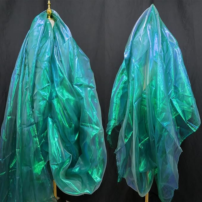 Blackish Green 3.3 Yard Long Iridescent Organza Fabric - Image 8