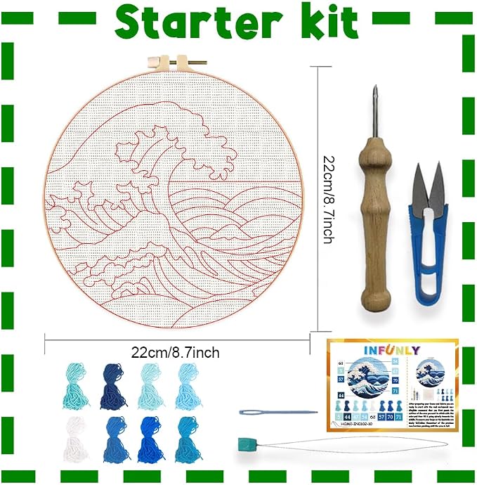 INFUNLY Blue Waves Punch Needle Kit - Image 2