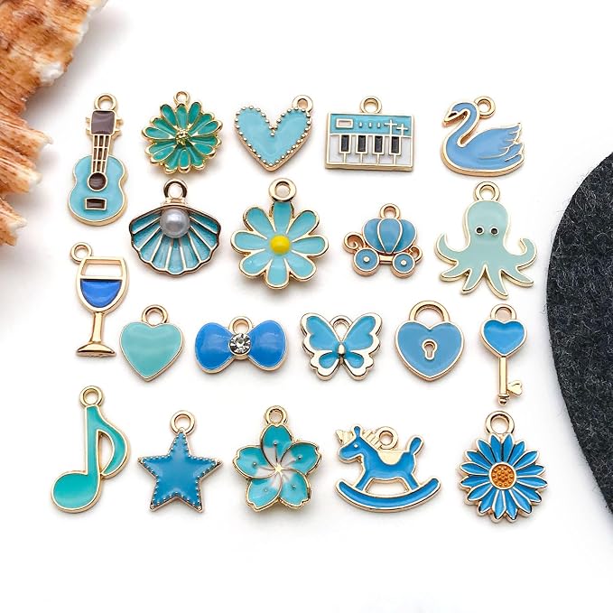 WOCRAFT 40pcs 20 pairs Assorted Enamel Bracelet Charms - Image 6