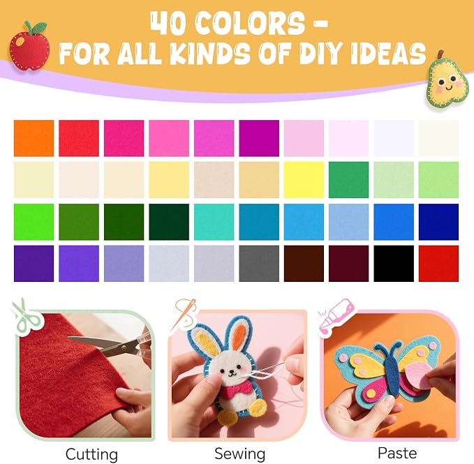 moinkerin 40Pcs Felt Sheets for Crafts - Image 4
