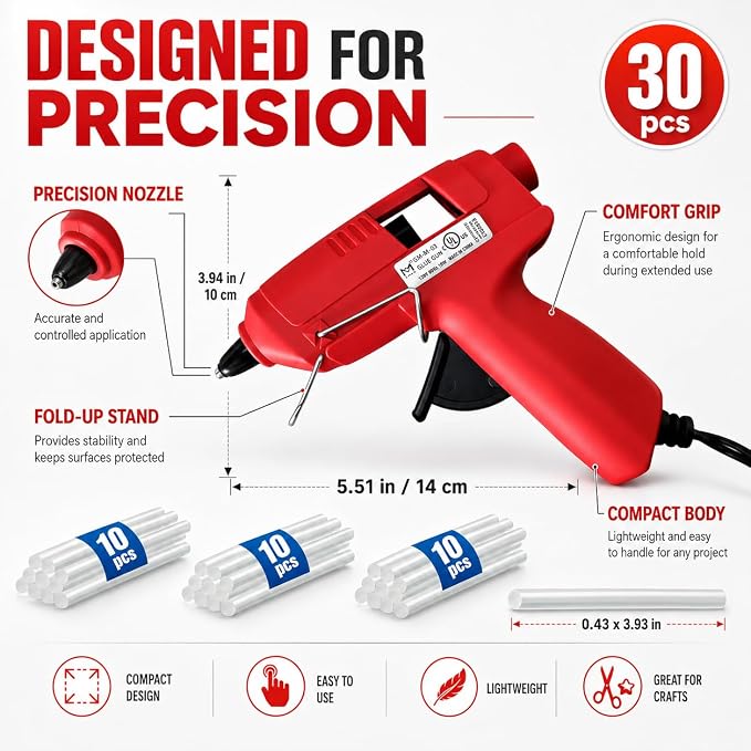 Mini Hot Glue Gun Kit with 30 Glue Sticks and Carrying Case, 15W Fast - Image 2