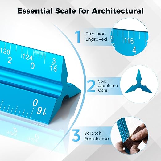 Rena Chris Architectural Scale Ruler: 12" Imperial Aluminum Alloy Metal - Image 2