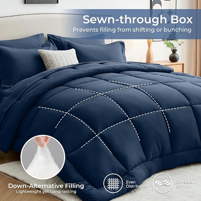 Sasttie Twin Comforter Set, 5 Pieces Bed in a Bag Twin, Complete Bedding Set - Image 7