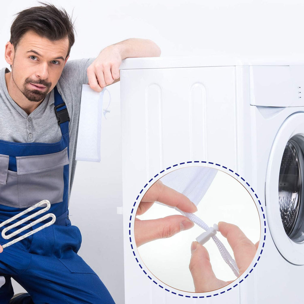 Lint Traps Catcher for Washing Machine Nylon Mesh Lint Traps for Home Laundry Washing Machine Drain Systems Discharge Hoses Filter, 9.4 x 3.1 Inch (6 Pieces)