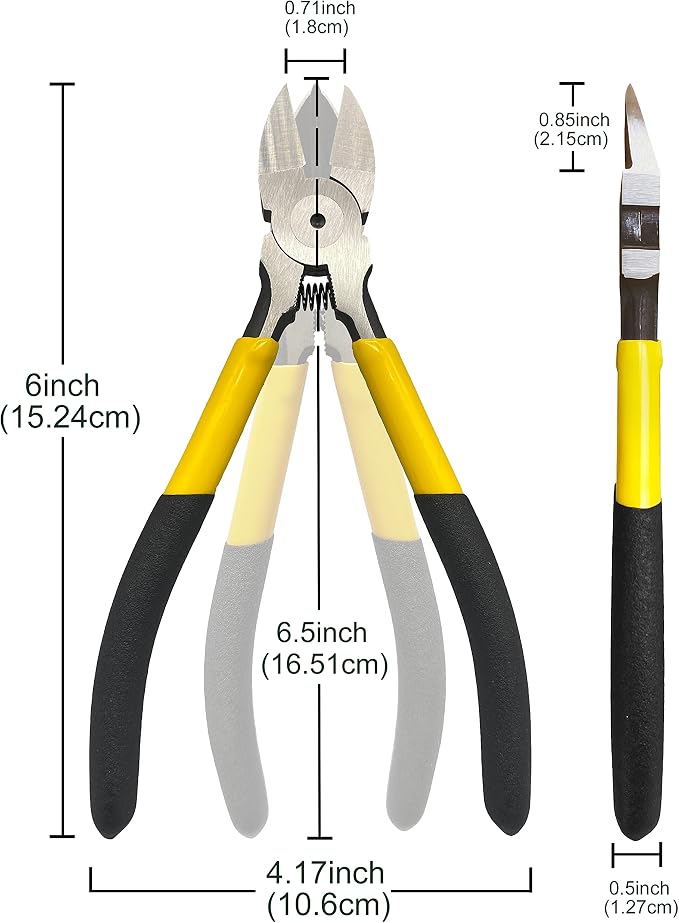Wire Cutters, 6 Pack, BOOSDEN 6.5" Flush Cutters Spring Loaded Pliers Side - Image 2