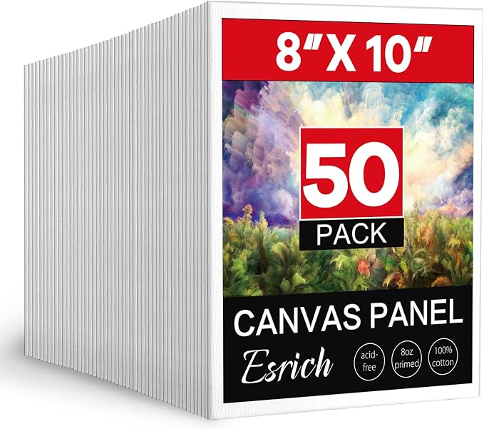 ESRICH 8x10 Canvas for Painting, 8x10 Inch Value Pack of 50, Canvas Boards for by ESRICH