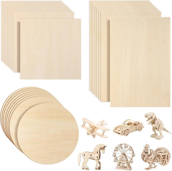 SiliFine 12x12+12x18 Inch 24 Pack Basswood Sheets by SiliFine