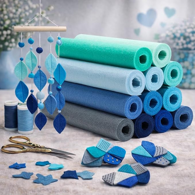 Large Stiff Felt Sheets 8"x35" – 12 Assorted Colors Felt Fabric Bundle Pack - Image 5