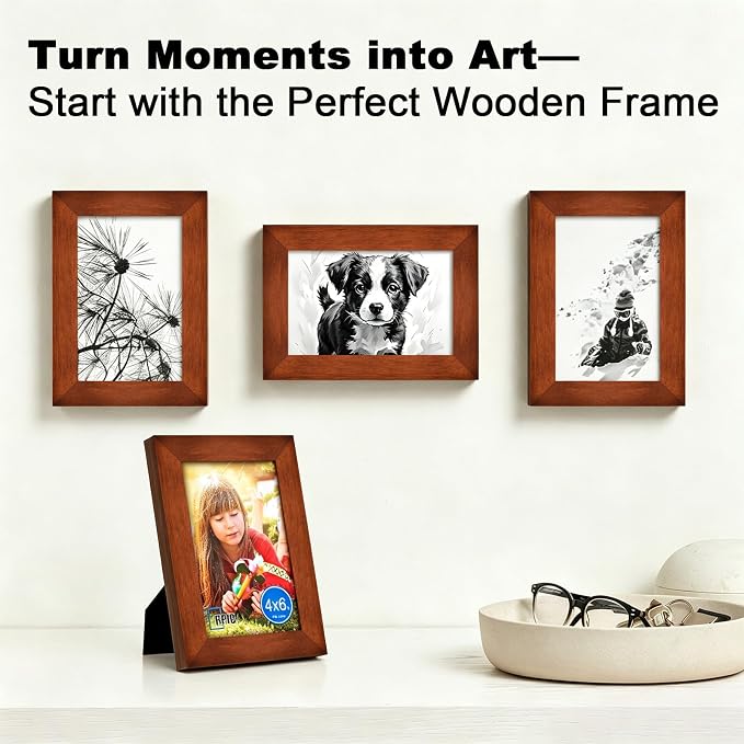 RPJC 4x6 inch Picture Frame Made of Solid Wood High Definition Glass - Image 2