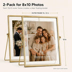 AceList Floating Picture Frame, 2 Pack 8x10 Gold Double Glass | Clear - Image 2