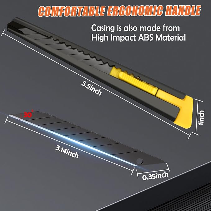 6 Pack Utility Knife Box Cutter Retractable, 9MM Snap-Off Exacto Knife Blades - Image 6