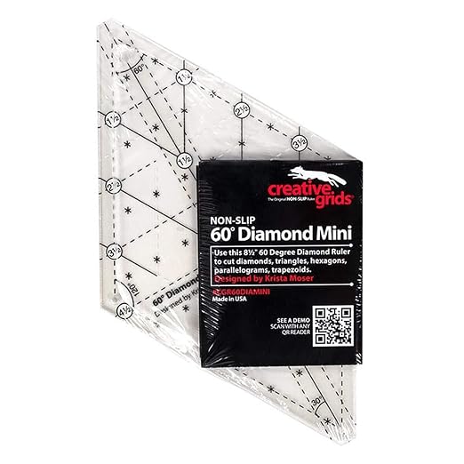 Creative Grids 60 Degree Mini Diamond Ruler – CGR60DIAMINI – Made in USA - Image 3