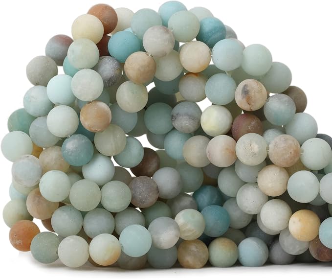 45PCS 8mm Natural Colorful Frosted Amazonite Gemstone Round Loose Beads Stone by CHEAVIAN
