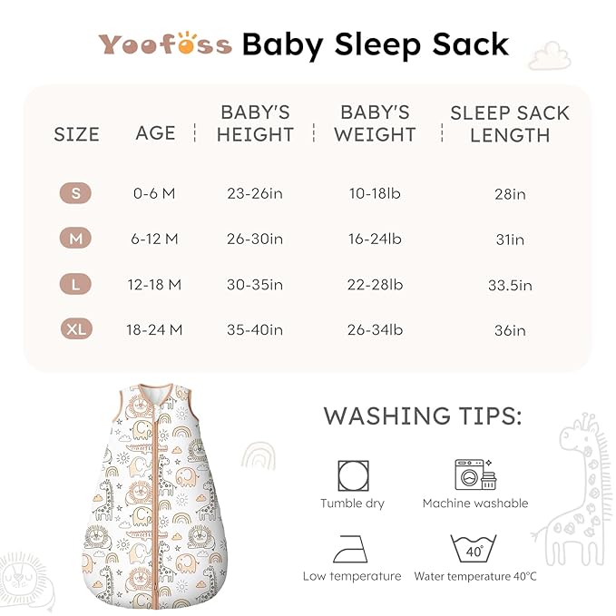 Yoofoss Baby Sleep Sack 18-24 Months, TOG 2.5 Baby Wearable Blanket with 2-Way Zipper, 100% Organic Cotton Fabric Winter Newborn Sleeping Sack, Warm Soft Comfy(X-Large)