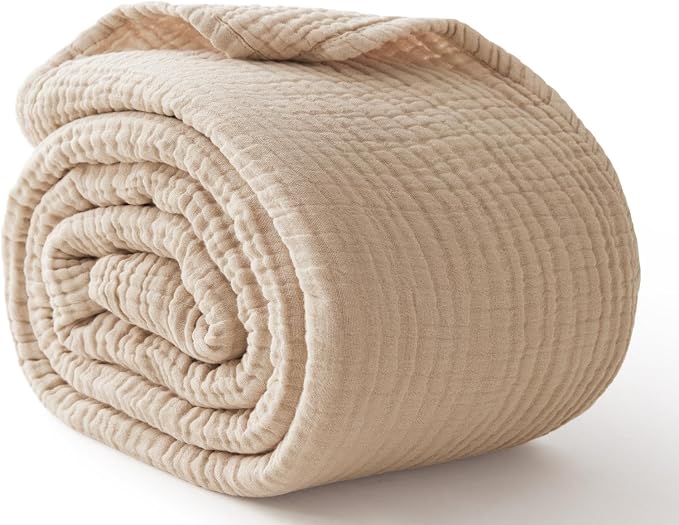 100% Cotton Muslin Blanket 50" x 60", Breathable and Lightweight Cotton Throw by Kozyhvn