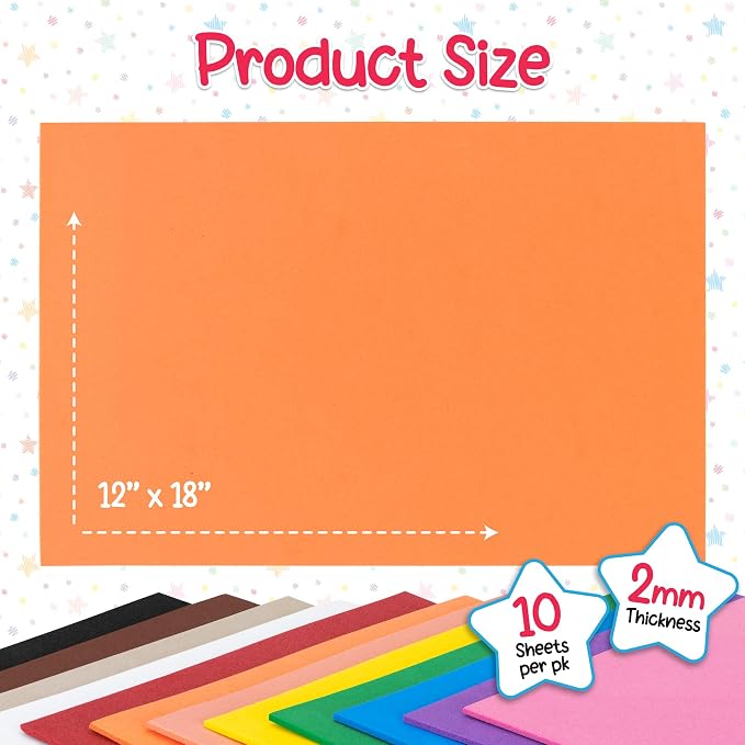 Hygloss Products Sheets for Crafts Colorful Foam for DIY Arts & Craft, 10 Piece - Image 3