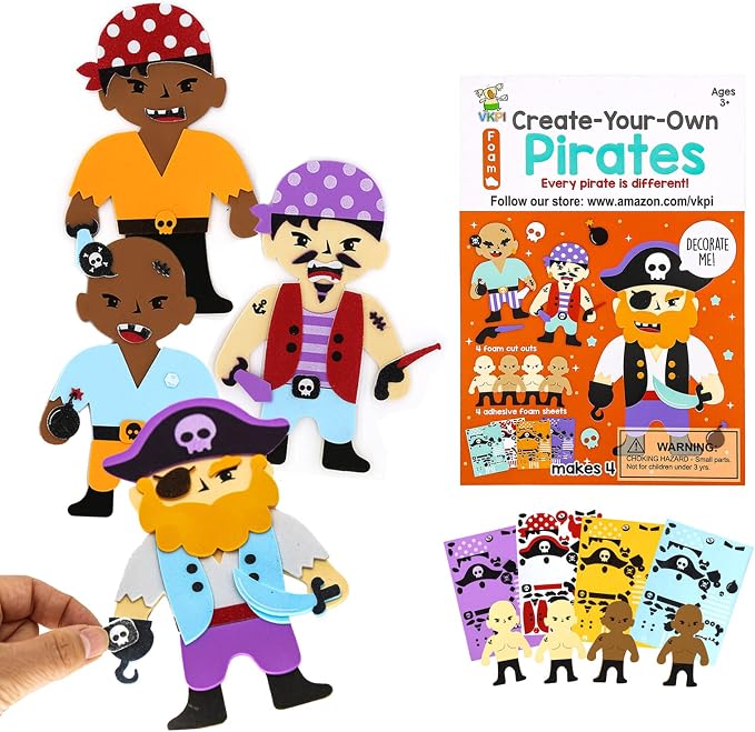 VKPI 4 Pieces EVA Foam Art Crafts Gift Kit, Creative Make Your Own Pirates by VKPI