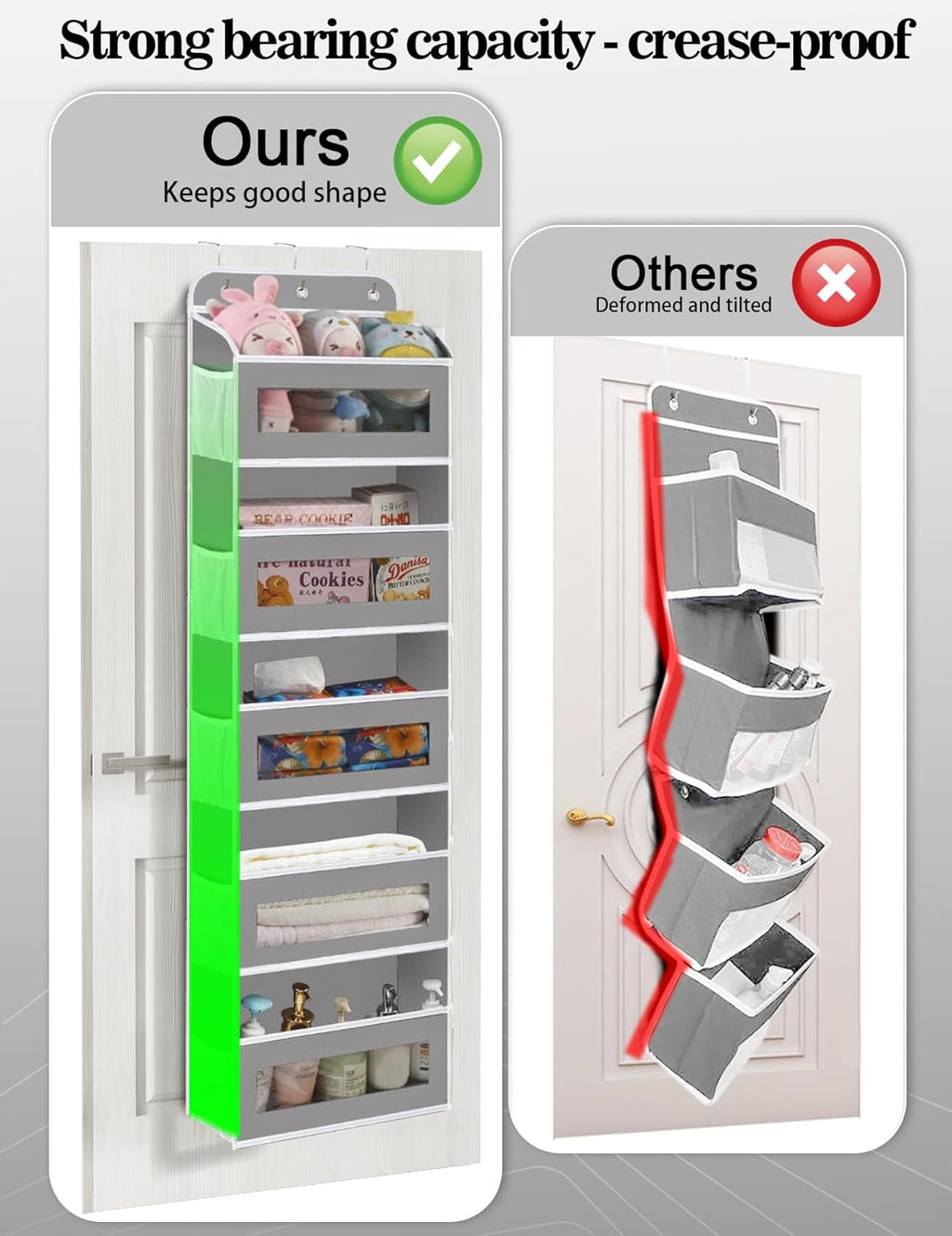 Over The Door Organizer, 5 Shelves Closet Door Hanging Organizer with 10 Mesh Pockets, Nursery Closet Organizer, Baby Essentials, Dorm Room Essentials for Girls