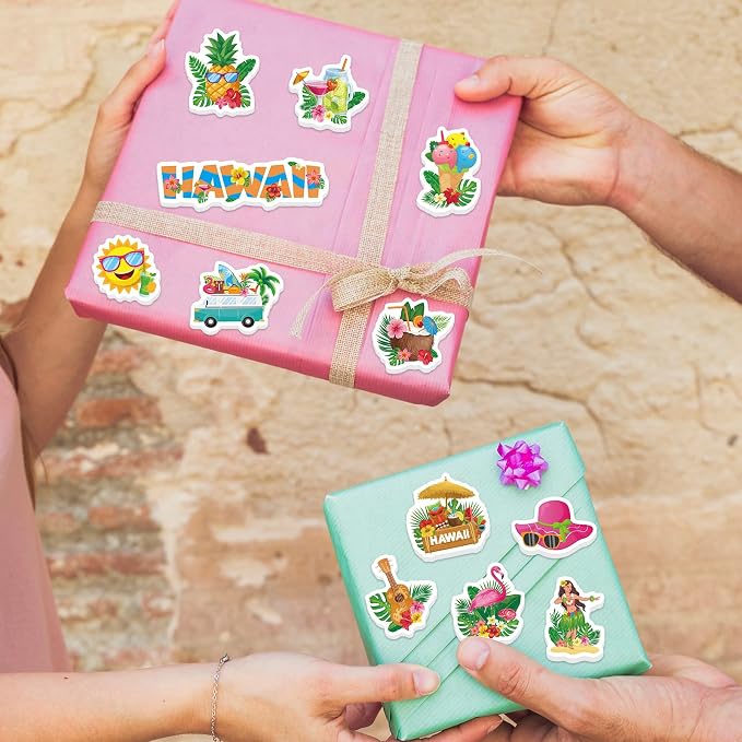 300Pcs Summer Foam Stickers, Colored Hawaii Palm Leaf Flower Foam Sticker Self - Image 4